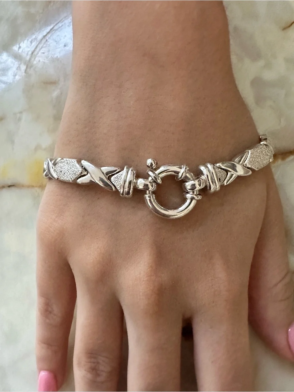 MILOR 925 Sterling Silver Toggle Bracelet - Silver